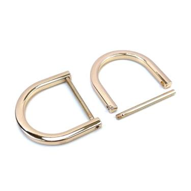 Imagem de VersaKits 4 peças de anéis em D resistentes rosqueados 3,5 cm ouro claro em forma de U anel D de substituição para bolsa chaveiro coleira de cachorro