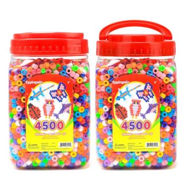 Imagem de Eppingwin Balde de 4500 peças de contas de pônei grandes por atacado (6 x 9 mm), fácil armazenamento Kandi Bead Bulk, contas para fazer joias artesanato (multicolorido, pacote com 2)