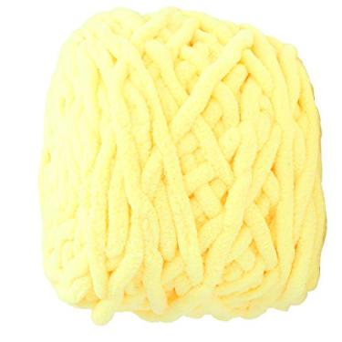Imagem de YOUTHINK Fio de lã de Poliéster, 12 Opções de Cores, Macio, Volumoso, único e Grosso, Fio de Tira de Gelo, Linha Tecida à Mão para Lenços, Xales, Suéteres, Chapéus, Sapatos, Assentos, (04 frango amarelo)