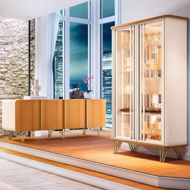 Imagem de Buffet Aparador Saluti Com Cristaleira évora Off-cinamomo - Hb Móveis