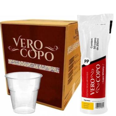 Imagem de Caixa 20 Pcts Copo Liso Cristal Bebidas Whisky 250Ml 1.000Un - Verocop