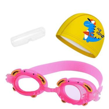 Imagem de Kit touca e óculos de natação infantil piscina com desenhos divertidos