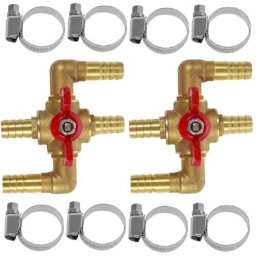Imagem de Válvula de controle de aquecedor de 2 peças, válvula de água de aquecimento automotivo de 4 vias de 3/10.2 cm com corpo de latão sólido e válvula de controle manual multifuncional para uso de