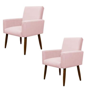 Imagem de Kit 2 Poltronas Decorativa Sala E Quarto Nina Suede Herrero Cor:rosa Bebê