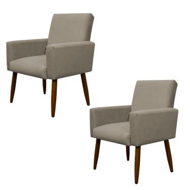 Imagem de Kit 2 Poltronas Decorativa Sala E Quarto Nina Suede Herrero Cor:cappuccino