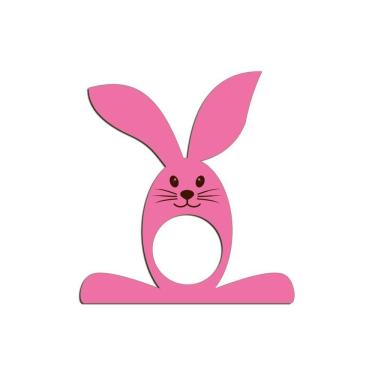 Imagem de Porta Guardanapo Coelho Com Carinha 9cmx9,8cm Kit 4 Peças - Cria Arte Laser Rosa