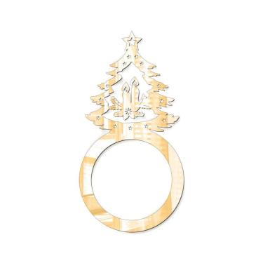 Imagem de Porta Guardanapo árvore De Natal Espelhada Kit Com 4 Peças 4,5cmx8,5cm - Cria Arte Laser Dourado