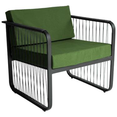 Imagem de Poltrona área Externa Santiago Alumínio E Fibra Sintética Preto-verde