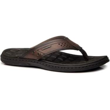 Imagem de Chinelo Couro Pegada Amortech 131221 Masculino - Marrom Escuro, 41