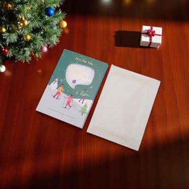 Imagem de 1 conjunto de cartão de felicitações de Natal Esqui de Natal com papel envelope multicolorido 14,7 x 10,4 cm