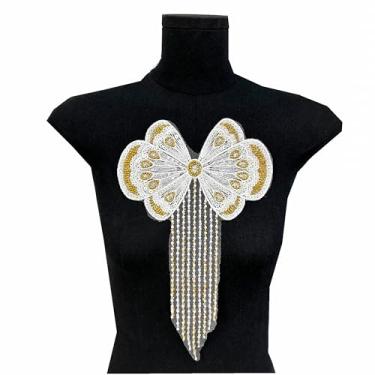 Imagem de Corsage laço dourado borboleta aplique de ombro borlas bordado flores roupas vestido de casamento vestido de noite camisa jeans acessórios de decoração (estilo 3)