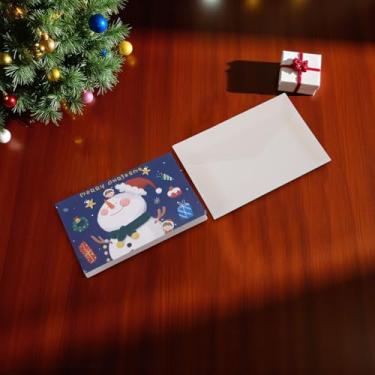 Imagem de 1 conjunto de cartão de felicitações de Natal, nariz pontudo, boneco de neve de Natal com papel envelope azul escuro branco 12,7 x 8,4 cm