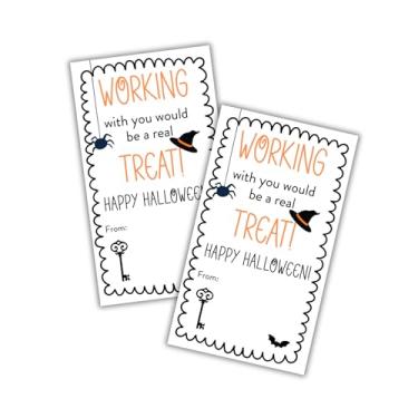 Imagem de Working with You Would Be a Real Treat Cartões de marketing de corretores de imóveis pacote com 50 etiquetas de outono de Halloween de 5 x 8,9 cm para Candy Pop da Real Estate Seasonal Neighbors Bulk
