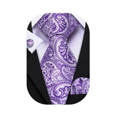 Imagem de Conjunto de gravatas Barry.Wang Paisley em tecido de seda 150cm