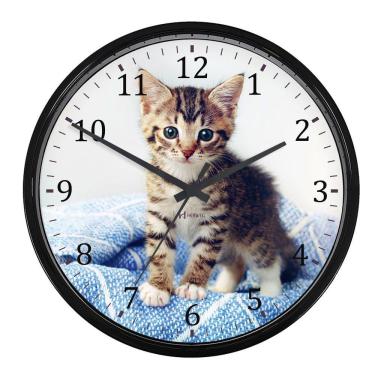 Imagem de Relógio Parede Herweg Nacional 22 Cm Gatinho 660125 Preto - Preto
