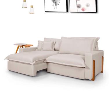 Imagem de Sofá Retrátil Reclinável Zeus Com Molas Ensacadas No Assento Tecido Linho Cru 1,90m