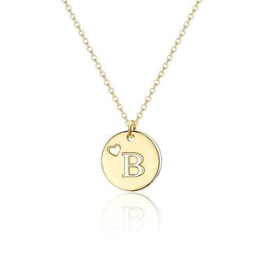 Imagem de Colar com inicial de ouro para meninas, elegante, banhado a ouro 14 k, colar com pingente de letra A-Z não mancha, conjunto de alfabeto de nome de corrente fina, joias personalizadas para crianças