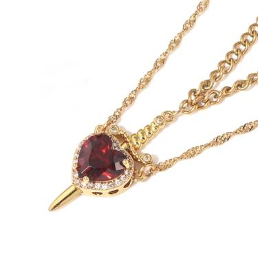 Imagem de SORGERLY Colares de casal combinando com espada e coração - Colar Bff para 2 melhores amigos - Linda joia de presente para mulheres e homens, Small, Cobre, Sem Pedra Preciosa