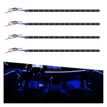 Imagem de DUSCOKE 4 peças DC 12 V impermeável faixa de luz LED para carro, 30 cm/1 pés 3528 15SMD tira de luz inferior da carroçaria com fio de 9 polegadas, luz de decoração interior de veículo para carrinho de