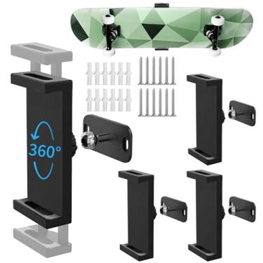 Imagem de OMISTAR Suporte de parede para skate, suporte de parede giratório de 360°, suporte de parede para skate de exibição extensível e flutuante, suporte de parede universal para skate horizontal em