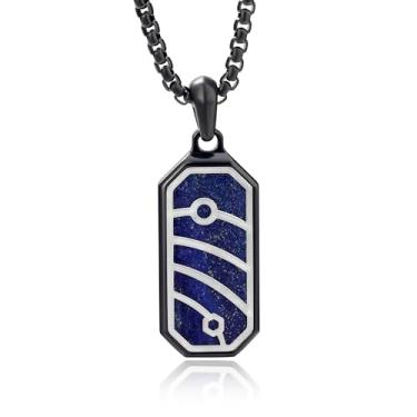 Imagem de GTMJ Colar de cruz para homens com ametista/ônix preto/versículo bíblico/turquesa/meteorito/lápis-lazúli colar com pingente de etiqueta de cachorro para homens e mulheres com corrente de caixa de aço