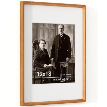 Imagem de Porta-retrato de 30,5 x 45,7 cm, madeira de teca maciça, fosca, para casamento, 21 x 28, canto arredondado feito à mão com mesa de vidro temperado HD ou suporte de parede, 1 pacote