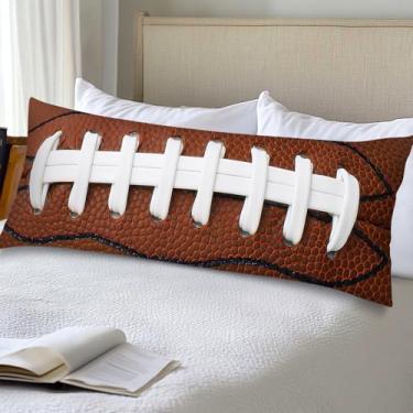 Imagem de Capa de almofada de corpo de futebol americano 51 x 132 cm de renda de couro rugby divertida tradicional bola esportiva longa fronha tema esportivo fronha com fecho de envelope capas de almofadas