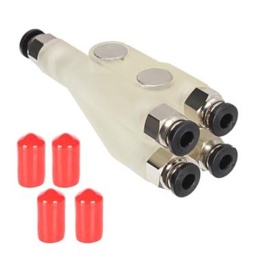 Imagem de MOAIYU Adaptador de tubo guia de filamento de impressora 3D de 4 vias transparente Conector de alimentação de filamento 4 em 1 com alinhamento preciso