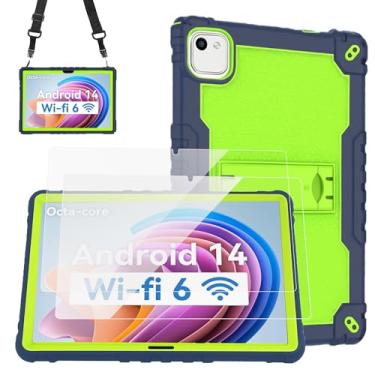 Imagem de Doemoil Capa para tablet YQSAVIOR ZB30/YQCP20/VOLENTEX M10/Aiprotablet K10/PRITOM M20/AEEZO MB1001/C10 10 polegadas com suporte embutido para tablet MUISOO MUIC110110 polegadas (marinho/verde + 2