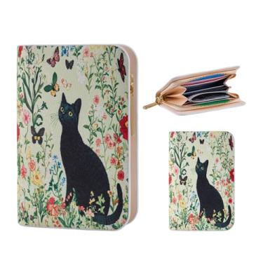 Imagem de Carteira feminina Black Cats, carteira feminina de poliuretano, carteira com bolso com zíper, carteira pequena e fina para cartão de crédito para mulheres, adolescentes, meninas, Preto, Midnight