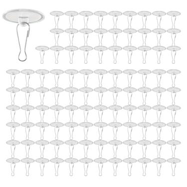 Imagem de Nextpal 200 ganchos de teto adesivos, ganchos autoadesivos sem broca, pequenos objetos removíveis sem danos para decoração de teto, festas de casamento, festivais com 100 cabides, 100 anéis