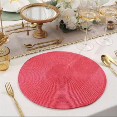 Imagem de Kit 2/4/8 Jogo Redondo Jantar para Mesa Posta, Descanso de Prato Elegante(vermelho,4 uni)