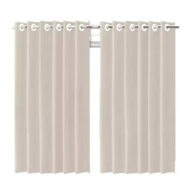 Imagem de Cortina Blackout Bege com Ilhós, Tecido Premium para Sala e Quarto, 280x250 cm