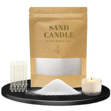Imagem de Vela perfumada de areia – pomar à luz de velas | Contas de cera natural de 500 ml com 20 mechas | Aroma aconchegante para férias, sem fumaça, mais de 120 horas de luz e calor festivos