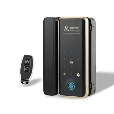 Imagem de Fechadura inteligente para porta de vidro impressão digital cartão de código moldura sem moldura fechadura eletrônica fechadura digital porta deslizante (cor: D, tamanho: Tipo C) (D tipo D)