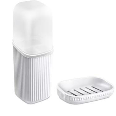Imagem de Kit 2 itens: Porta Escova e Saboneteira de Pia (Cinza Claro)