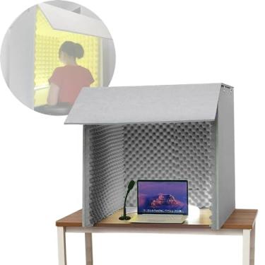 Imagem de Sala de isolamento de microfone portátil à prova de som, estúdio de gravação em casa, adequado para aprendizagem de dublagem (Gris)