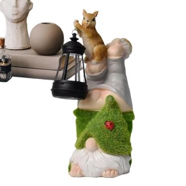 Imagem de Gnomos de jardim ao ar livre | Lanterna solar de resina, gnomos, estátuas ao ar livre - esculturas de resina, estatueta engraçada, decoração de quintal, gramado, pátio, canteiro de flores, ornamento