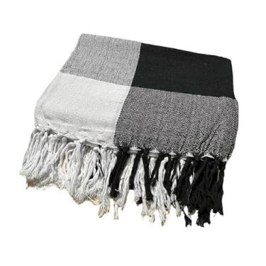 Imagem de Manta Para Sofa Grande 220x150cm Protetora Decorativa Ideal Para Sala De Estar (Preto Xadrez)