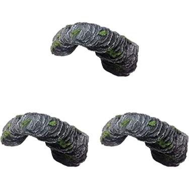 Imagem de ngddf2haa Ornamento ponte paisagem esconderijo animal de estimação aquário tanque descanso ornamento pequena tartaruga decoração terraço casa decoração (como mostrado 22 * 7 * 9 cm) (como mostrado x 3