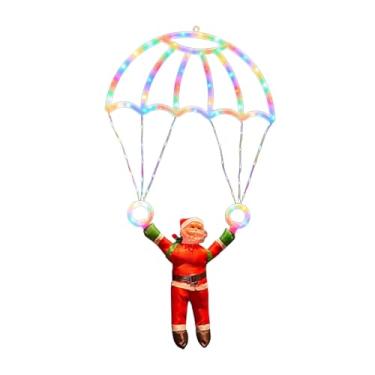 Imagem de Vaveren Luz de paraquedas com enfeite de Papai Noel para árvore de Natal, 8 modos de iluminação, decoração natalina para casa, sala de estar, janela, festa e, Luz Colorida