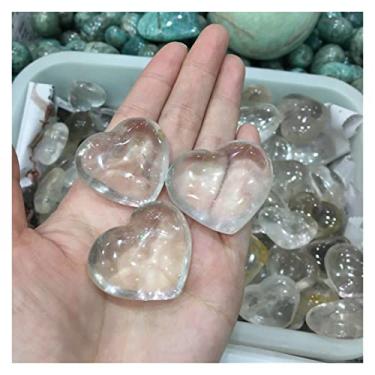 Imagem de URMIBDAI Cheio de textura 3 peças em forma de coração pedra de cristal branco natural quartzo espécimes pedra amor pedras preciosas decoração de casa artesanato 90-100 g