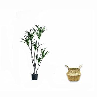 Imagem de Árvores artificiais, plantas em vaso, árvore artificial de 119 cm, linda planta Dracaena sintética, para decoração de canto de varanda e sala de estar interna/externa, plantas artificiais, bonsai