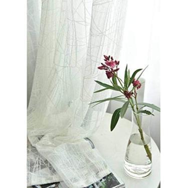 Imagem de Cortinas de tule semivela com ilhós, linho, transparente, doce, aconchegante, privacidade, blecaute, cortinas adequadas para sinalização de cozinha, varanda, sala, branca, 200 x 270 cm