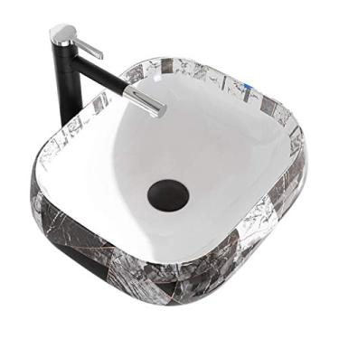 Imagem de Lavatórios de banheiro pias de banheiro lavatório de cerâmica simples pia de banheiro vaidade de banheiro preto e branco estilo cinza presente