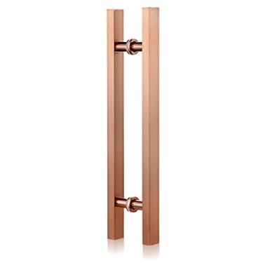 Imagem de Maçaneta de porta de celeiro deslizante de entrada, maçaneta de porta de chuveiro de vidro moderna de 24/31/39/47 polegadas, maçaneta de porta frontal externa interna, barras quadradas (cor: ouro rosa