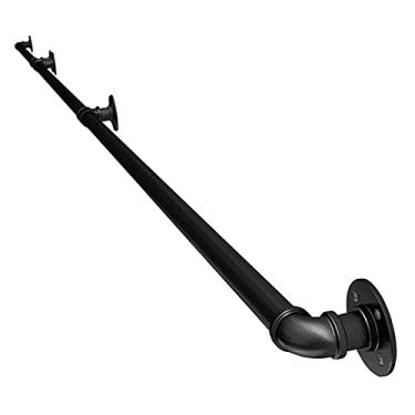 Imagem de Corrimão de escada - kit completo, corrimão de tubo preto industrial de escada com suporte de parede, casa contra a parede, grades internas e externas para idosos (tamanho: 1,2 m)