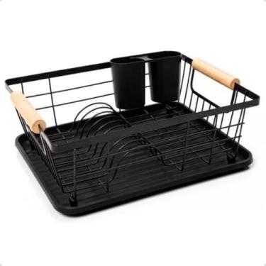 Imagem de Escorredor De Louças com Bandeja Organizador Cozinha Pratos E Talheres Moderno