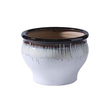 Imagem de PZHANGZVH Vaso de cerâmica vaso de flores jardim ao ar livre varanda casa mesa de café escritório decoração grande vaso de flores diâmetro 18,89 polegadas plantador de flores (cor: 1) (1) (1)