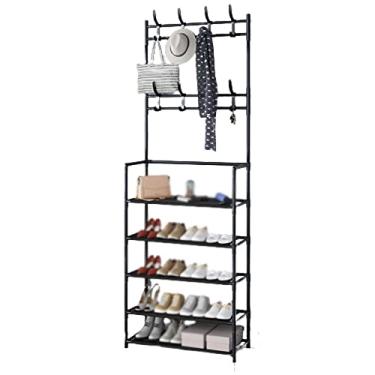 Imagem de CZCZC Cabide de roupas, guarda-roupa, cabideiro, cabide de chão, secador, prateleira, sapatos, chapéus, bolsas, independente, montagem fácil